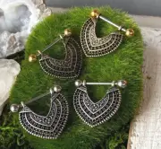 PAIR Vintage Design Heart Dangle Nipple Rings Shields Body Piercing Jewelry