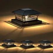 Solar Post Cap Lights Outdoor 4Pack [LED Bulb, 2 Brightness Setting] Fence Po...