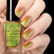 F.U.N Lacquer Uniphant - Moss Green Multichrome Gold Purple Shifting Nail Polish