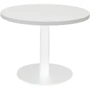 Rapidline Round Coffee Table D600 x H425mm Natural White Top White Satin Disc Base