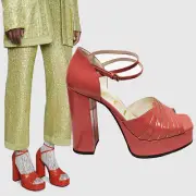 GUCCI SHOES MEDEA PLATFORM SANDALS RED PINK LEATHER $1,100 sz 38.5 8.5