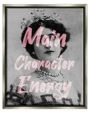 Main Character Energy Vintage Woman Framed Floater Canvas Wall Art by Daphne Polselli