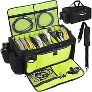 Timoxi Large DJ Bag Built-in Sturdy Support Board, DJ cable bag with 9 Detachable Divider & Padded Shoulder Strap, gig bag for Professional DJ Gear, Musical Instrument and Accessories