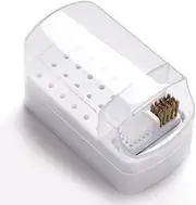Nail Drill Bit Holder with Nail Drill Bits Cleanser,30 Solts Nail Drill Bits Stand Storage Box,Manicure Drill Bits Organizer Container for Acrylic Nail Art Tool (White, One size)