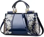 [XingChen] Shiny Patent Women PU Leather Handbags Embroidery Shoulder Bags Fashion Satchel Purses Top Handle Bags