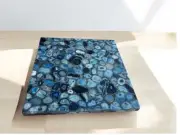 24" Square Blue Agate Stone Coffee Table Handmade Gemstone Modern Arts Home Deco