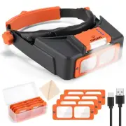 Headband Magnifier with Light Jeweler Magnifying Glass Loupe Visor Optivisor
