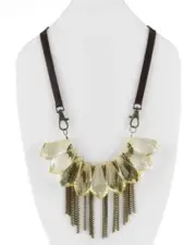 Adia Kibur Colorado Lucite & Leather Chunky Statement Necklace NEW MSRP $120