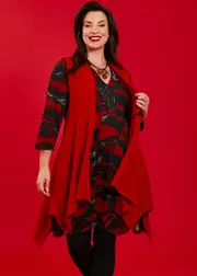 [TS] Taking Shape Ottoman Rib Swing Natural Vest Size 18 in Ribbon RED, Viscose - Plus Size Women's Clothing Ribbon Red