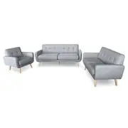 Sarantino 6 Seater Sofa Lounge Couch Modular Furniture Home Linen Fabric Light Grey