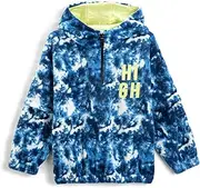 [Koton] Boys's Fleece Hoodie Half Zip Detail Tie-Dye Patterned Elastic Cuffs Sweatshirt