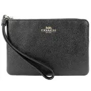 【COACH】F58032 IMBLK CORNER ZIP WRISTLET L-型拉鍊 手拿包 (黑色)