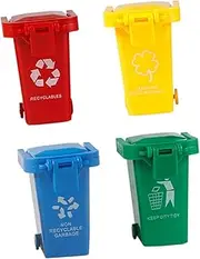 WHAMVOX 4pcs Mini Trash Can Garbage Truck Toy Trash Classification Toy Garbage Sorting Toys Small Trash Can with Lid Recycle Bin Car Trash Bin Kid Toys Boy Container Box Plastic Toddler