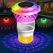 Chsuiwe Pool Chlorine Floater with Marquee Light,Color-Changing Chlorine Floater with Button Control,Floating chlorines Dispenser for Pool,Adjustable Release Solar chlorine floaters for Hot Tub,Yellow