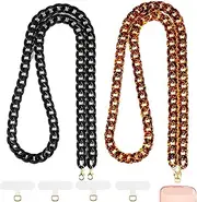 Wrestler 2 Pcs Crossbody Phone Lanyard Chain Charm Cell Phone Straps Compatible with Universal Cases 59 Inch(Black, Coffee)
