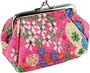 [MOBUTOFU] Square Coin Pouch Wallet Floral Canvas Closure Purse Travel Wallet for Ladies