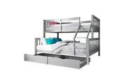 Nero Natural Pine Triple Bunk Bed with Storage Drawers - Grey