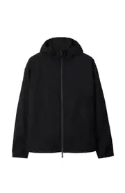 burberry Check Nylon Hooded Jacket in Black at Nordstrom, Size Small