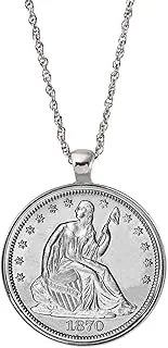 Silver Seated Liberty Half Dollar Coin Silvertone Pendant Neckace