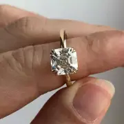 Solitaire Engagement Ring Double Claw Prong 7MM Asscher Moissanite Ring For Her