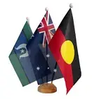 Australia Flag Aboriginal Flag TSI Flag 3 set Table Desk Flags Wooden Base