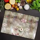 Glass cooker top hob Worktop Saver chopping board 80x52 leaf flowers pastel