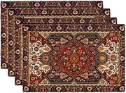 VIGGINER Persian Carpet Design Placemats Set of 4 Tribal Texture Linen Washable Placemat Boho Persian Rust Carpet Kitchen Dining Heat-Resistant Place Mats Desktop Decor Table Mats 12x18 Inch