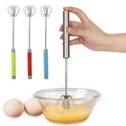 Multicolour Semi-automatic Egg Beater Egg Whisk Manual Hand Mixer Self Turni _si