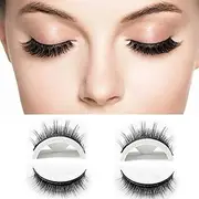 Reusable Self Adhesive False Eyelashes No Glue or Eyeliner Lashes Eyelashes Easy To Put On Non-slip Waterproof Self Sticking False Lashes for Women 2 Pairs (F12)