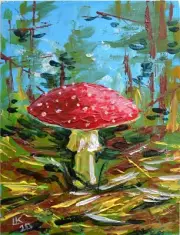 Original Fly Agaric Mushroom Painting Forest Fine Art Nature Inspired Home Decor
