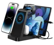 Wireless Charger for iPhone - 5 in 1 Charging Station for Multiple Black