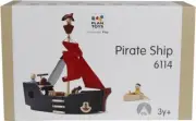 PlanToys – Pirate Ship 6114 – Deluxe Rubberwood Sustainable Play Set