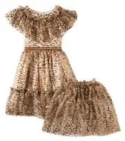 [Patachou] Patachou Sequined tulle cape and dress set Y 3 brown