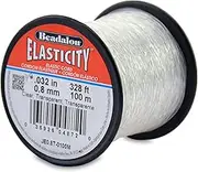 Beadalon Elasticity Stretch Cord - Clear & Strong 0.8mm Size, 100m Roll - Ideal Jewelry Making Supplies, Perfect Elastic String for Friendship Bracelets