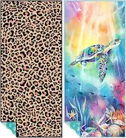 2 Pack Oversized Lightweight Beach Towel 72"x32" XL Extra Large Thin Sand Free Towels Travel Swim Pool Yoga Gym Camping Towel for Adults Women Men Beach Essentials Accessories Vacation Gift