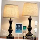 Upgraded Touch Table Lamps Set of 2, 22" Tall Bedside Lamps with USB C+A