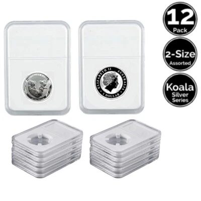 12 Pk 2 Size Assorted Slab Coin Holder 4 Australian Silver Koala Lunar 1/2 1 Oz