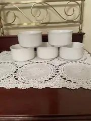 HTF New Crate & Barrel Set Of 5 Round White All Purpose Bowls Made In Japan