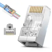 Shielded RJ45 Cat6/Cat6A Pass-Through Connectors, 20-Pack, Gold Plated