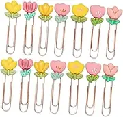 Veemoon 14pcs Cute Flower Shaped Paper Clips Metal Bookmark Clips for Organizing Office Supplies School Projects and Crafts for Students and Teachers