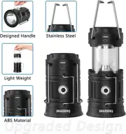 2023 Upadte Solar Lantern Flashlights Charging for Phone, USB Rechargeable Led C