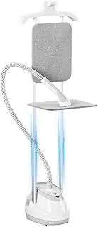[Shanghigh] Stand Garment Steamer for Clothes - 1800W Steamers with Adjustable Double Rod, Flat and Hanging Ironing with 1.6L Water Tank, 30s Fast Heat-up, Wrinkle Remover with 10 Iron Modes for Home