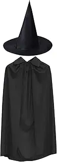 Black Cloak,55 Inch Cosplay Cloak with Witch Hat | Halloween Costume, Role Playing Props for Role Playing Games, Stage Performances