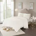 NEW! ~ COZY ULTRA SOFT IVORY WHITE CHENILLE SHABBY FRINGE FRENCH CHIC QUILT SET