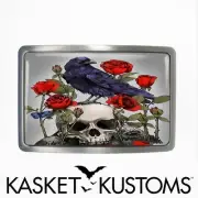 Memento Mori Belt Buckle - Raven Skull Gothic Horror Halloween Belt Buckle - 122