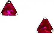 [JewelryWeb] 14k White Gold Red 5x5mm Trillion Shape CZ Simulated Diamond Screw Back Earrings Stud Earring for Women