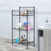 3-Tier Metal Shelf Free Standing Bathroom Tower Storage Rack Corner for Laundry