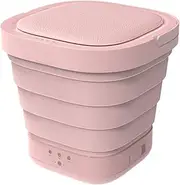 Foldable Mini Portable Washing Machine, Automatic Home Travel Bucket Autonomous Tour Intimate Underwear Washing Machine and Folding Dryer-Rosa