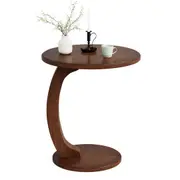Tribesigns 18.89 Inches C-Shaped Side Table Round Wooden End Table Couch Table Vintage Brown
