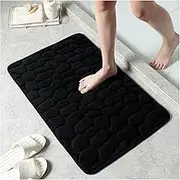 Non Slip Bath Mat Home Bath Mat Cobblestone Embossed Bathroom Carpet Water Absorption Non-Slip Memory Foam Absorbent Washable Rug Toilet Floor Mat Non Slip Mat (Color : Black, Size : 500MMx800MM)